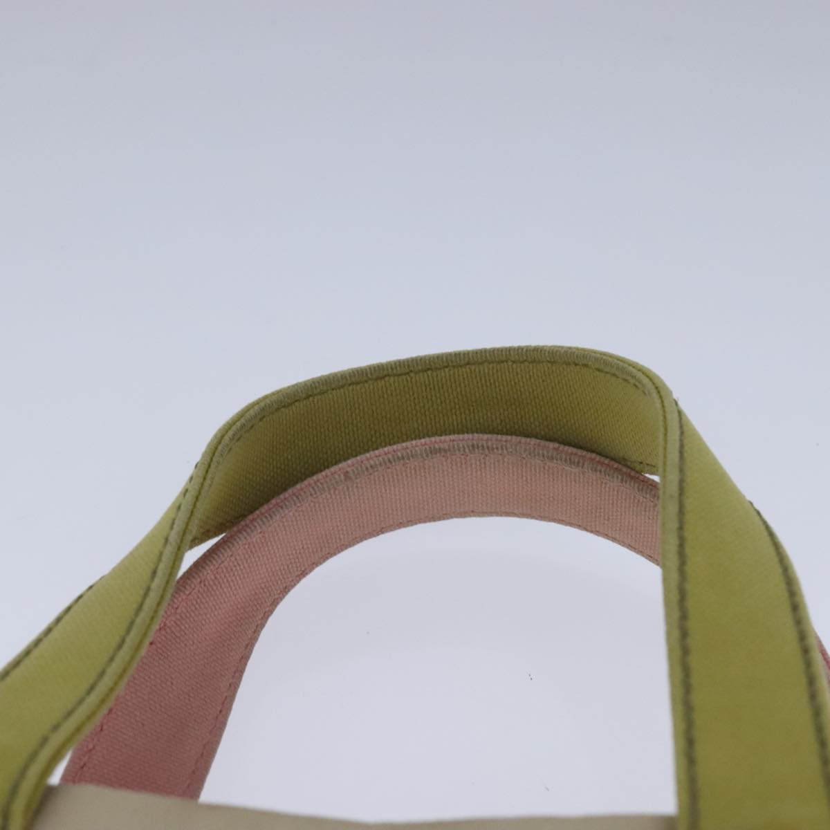 CHANEL Hand Bag Canvas Beige Green CC 101955