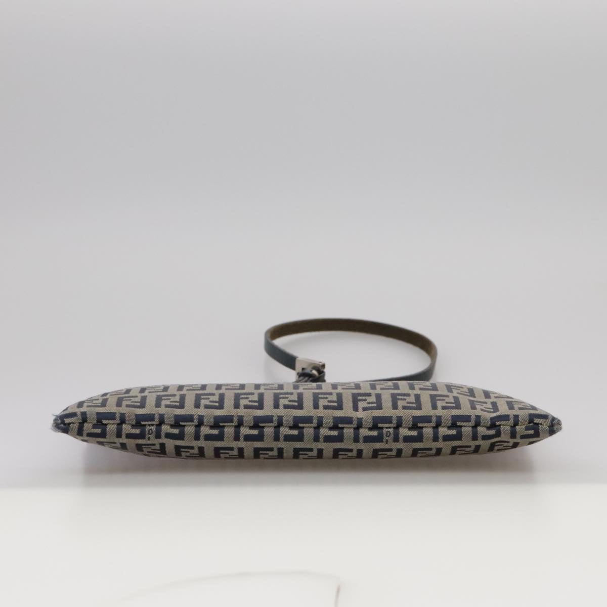 FENDI Zucchino Canvas Shoulder Bag Navy Silver 101961