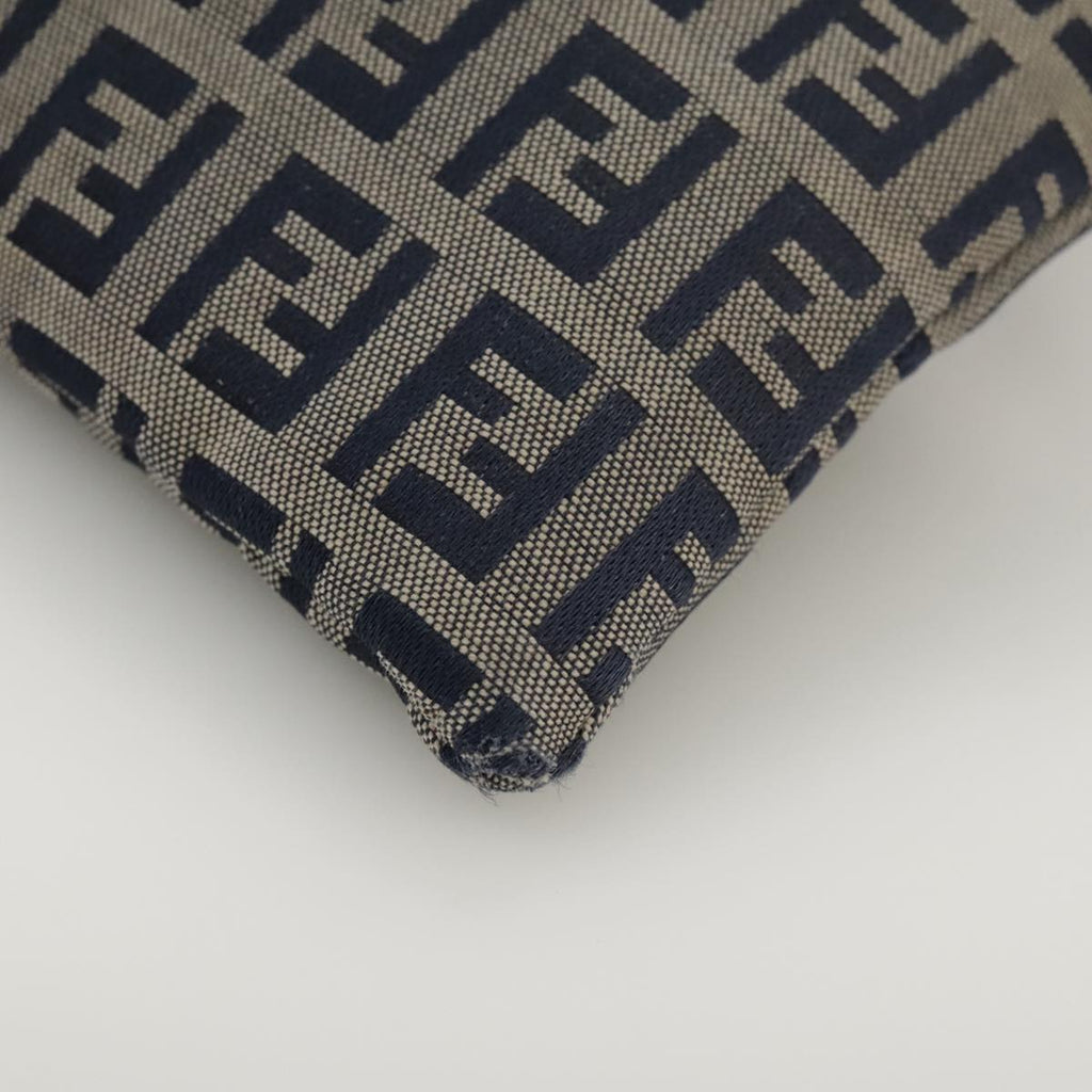 FENDI Zucchino Canvas Shoulder Bag Navy Silver 101961