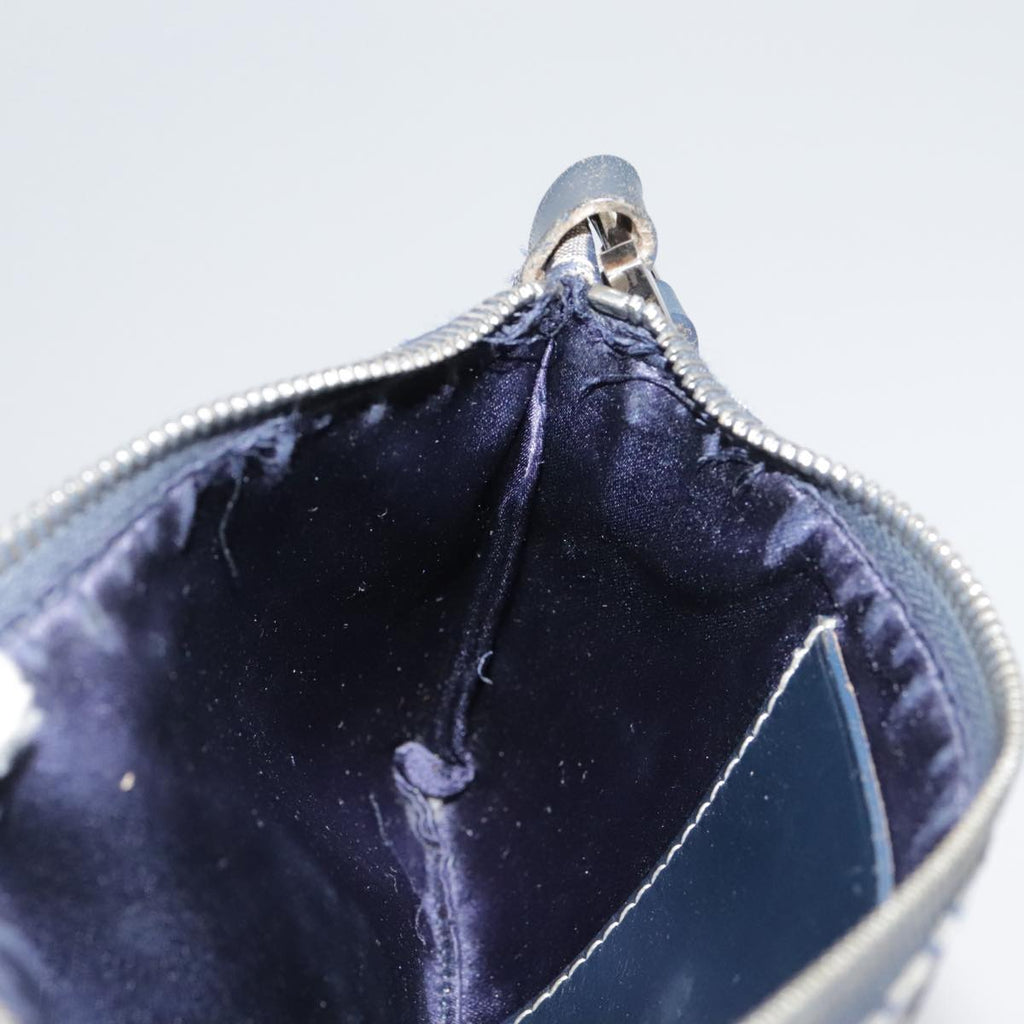 FENDI Zucchino Canvas Shoulder Bag Navy Silver 101961