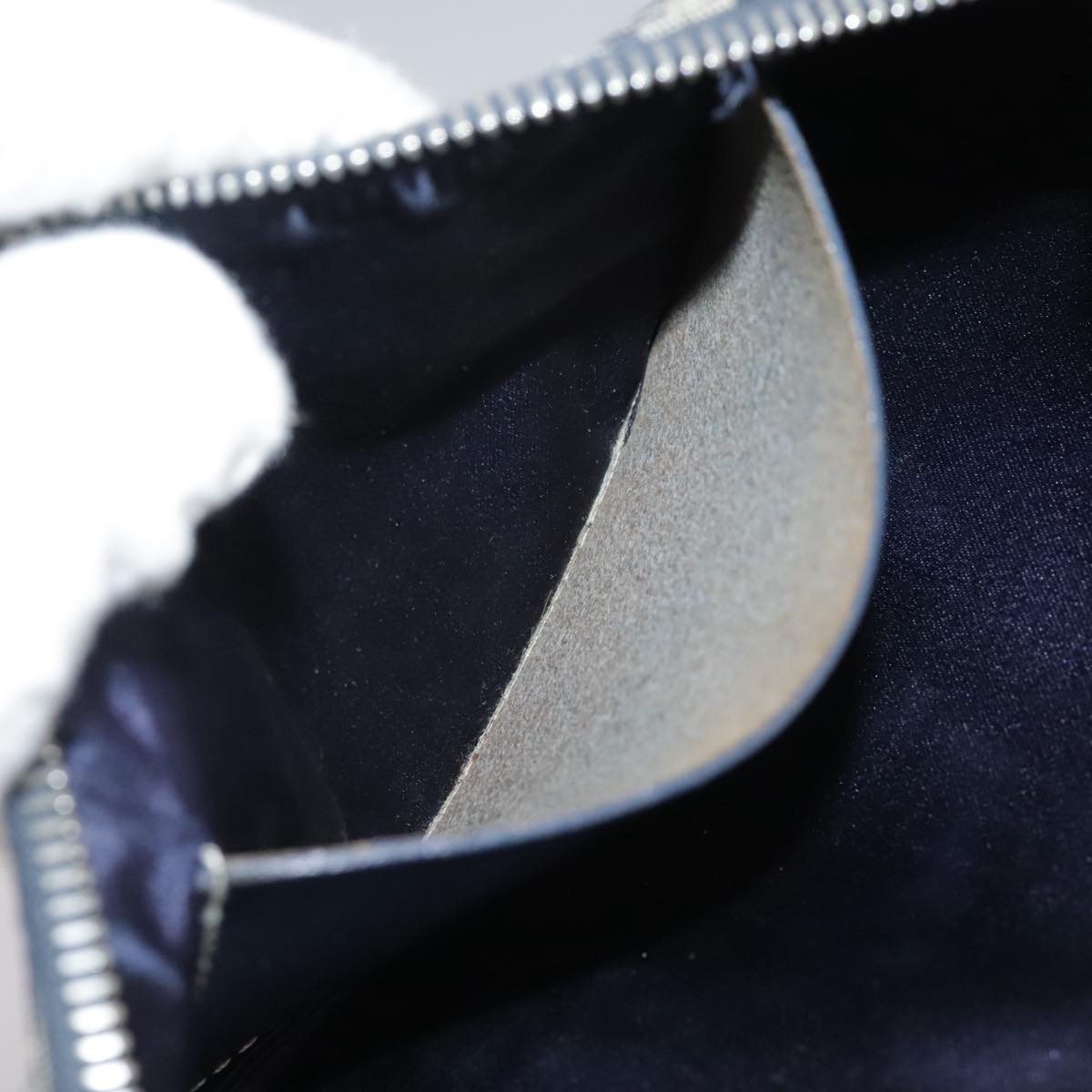 FENDI Zucchino Canvas Shoulder Bag Navy Silver 101961