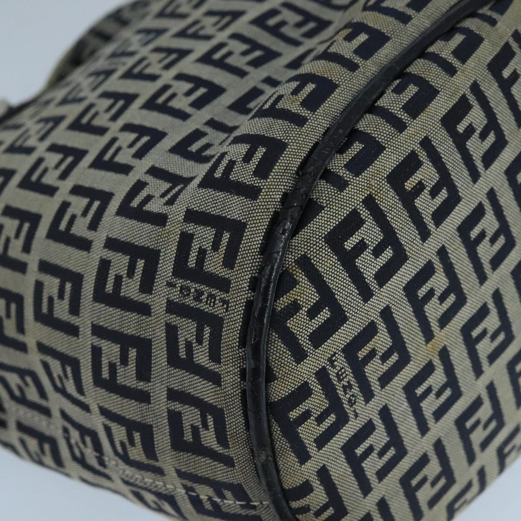 FENDI Zucchino Canvas Hand Bag Navy Silver 101993
