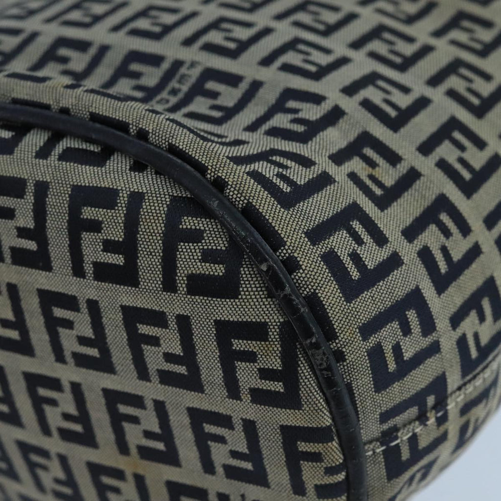 FENDI Zucchino Canvas Hand Bag Navy Silver 101993