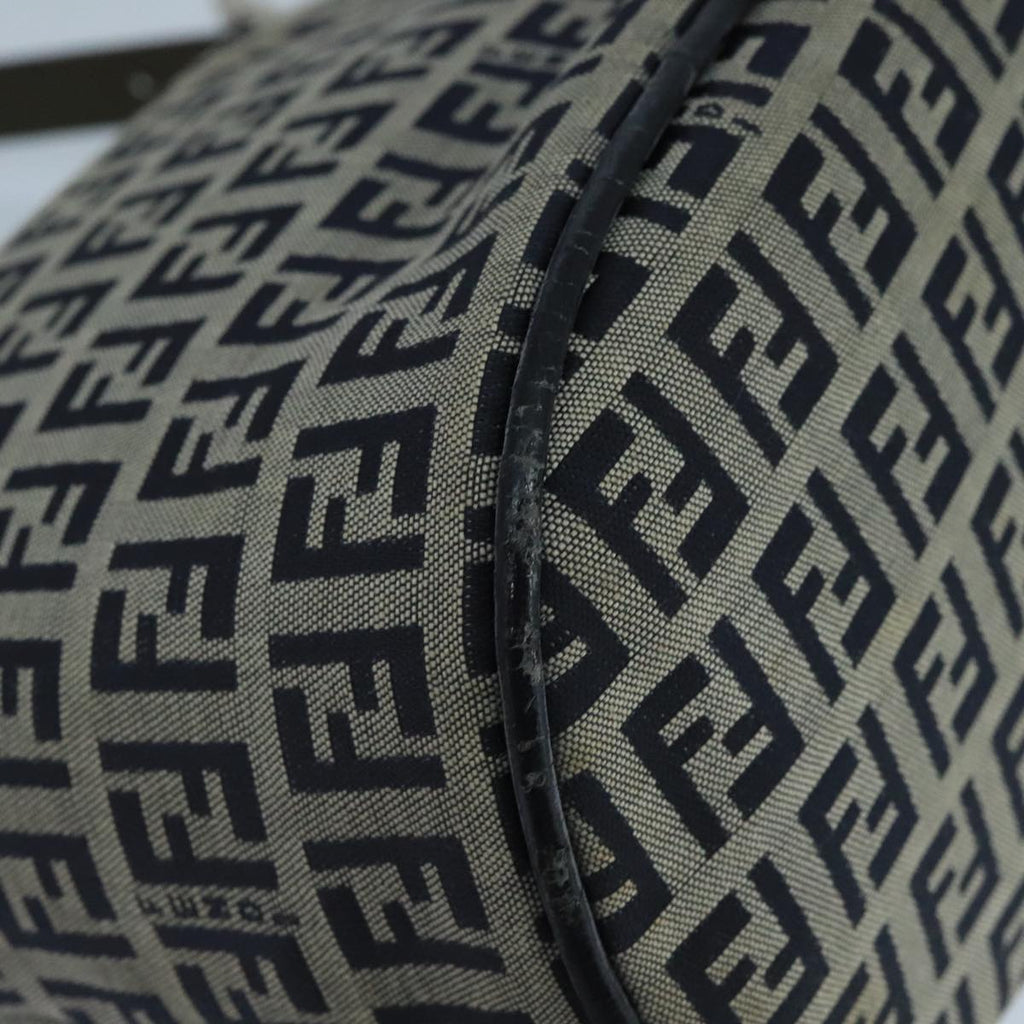 FENDI Zucchino Canvas Hand Bag Navy Silver 101993