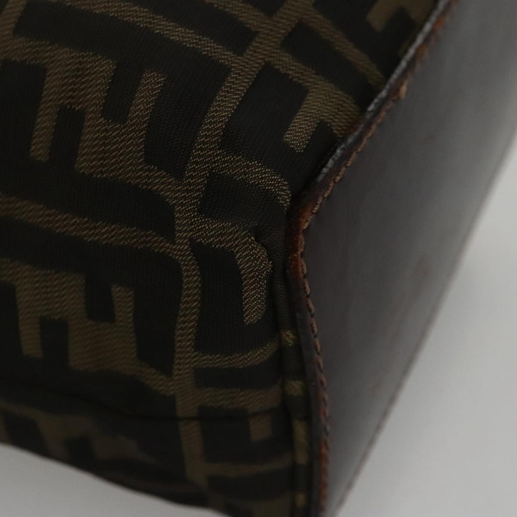 FENDI Zucca Canvas Hand Bag Brown Black 102027