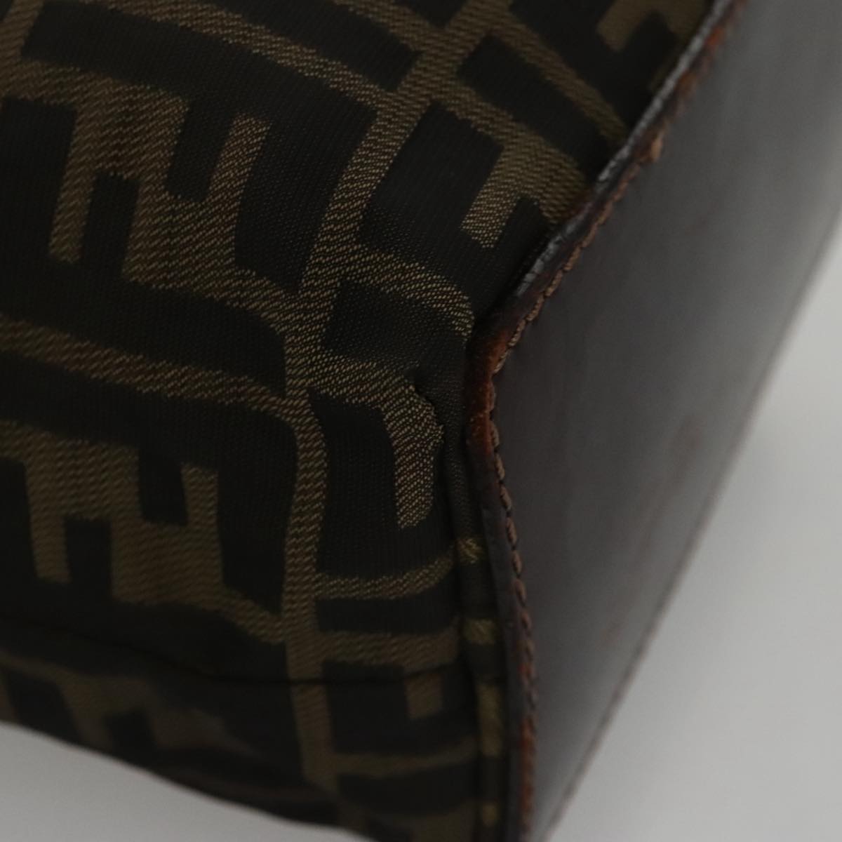 FENDI Zucca Canvas Hand Bag Brown Black 102027