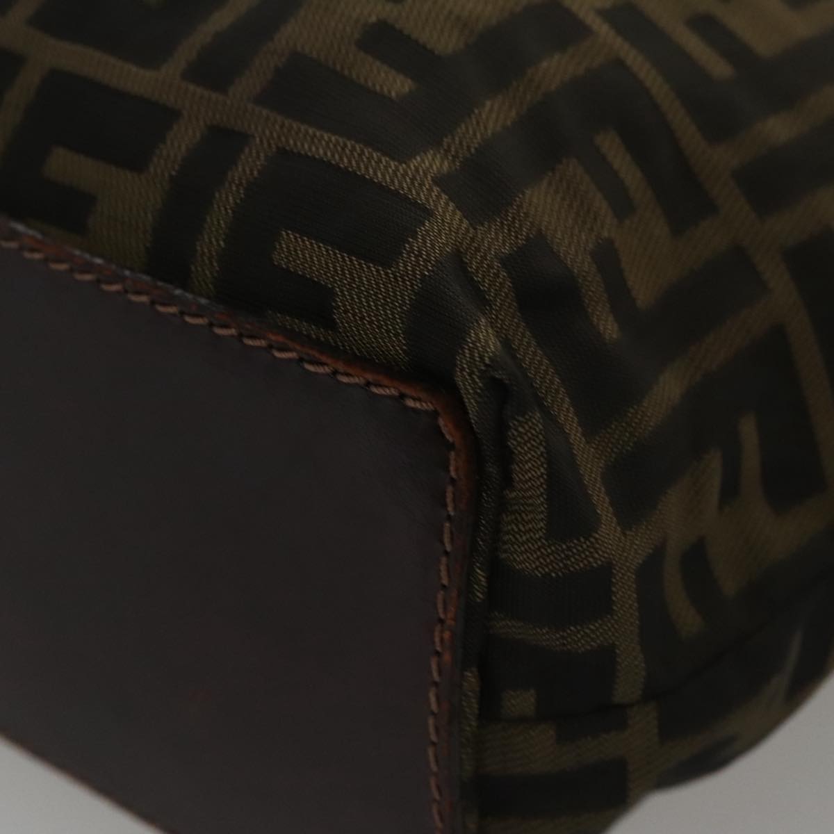 FENDI Zucca Canvas Hand Bag Brown Black 102027