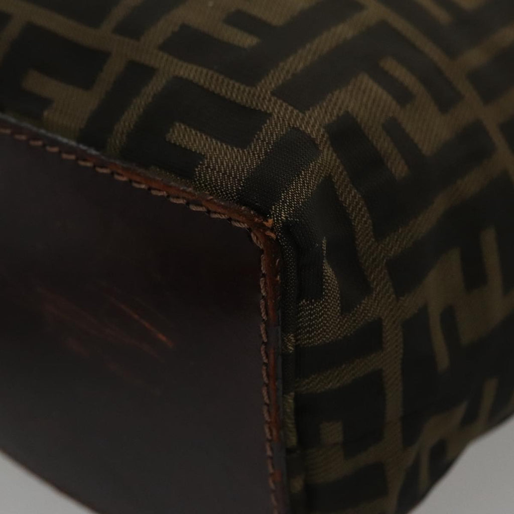 FENDI Zucca Canvas Hand Bag Brown Black 102027