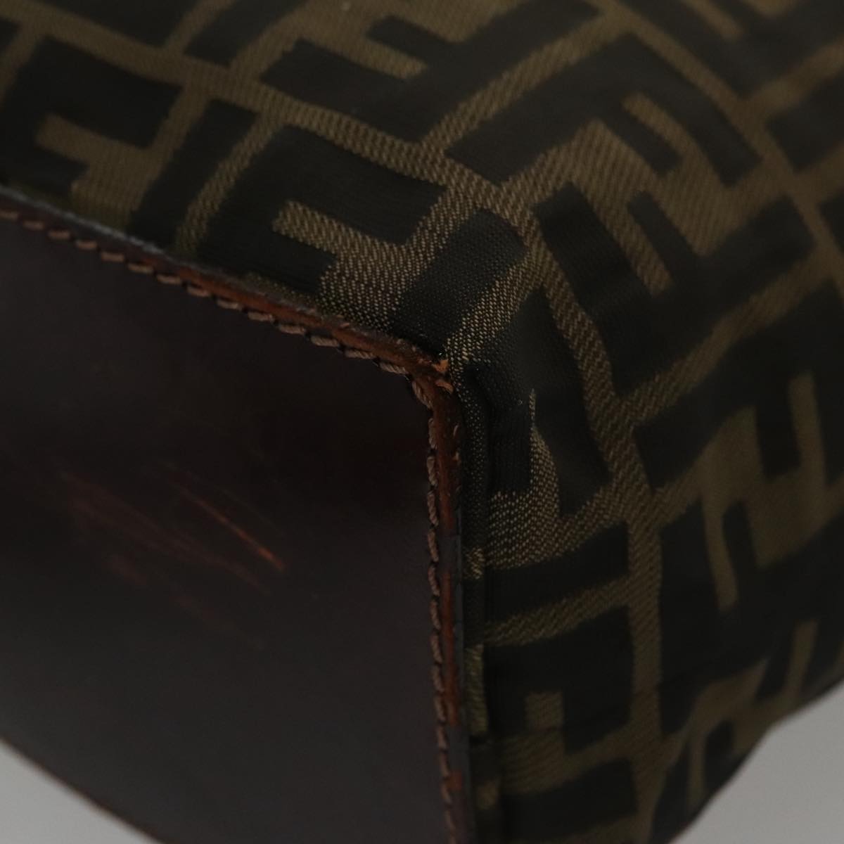 FENDI Zucca Canvas Hand Bag Brown Black 102027