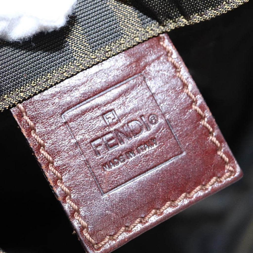 FENDI Zucca Canvas Hand Bag Brown Black 102027
