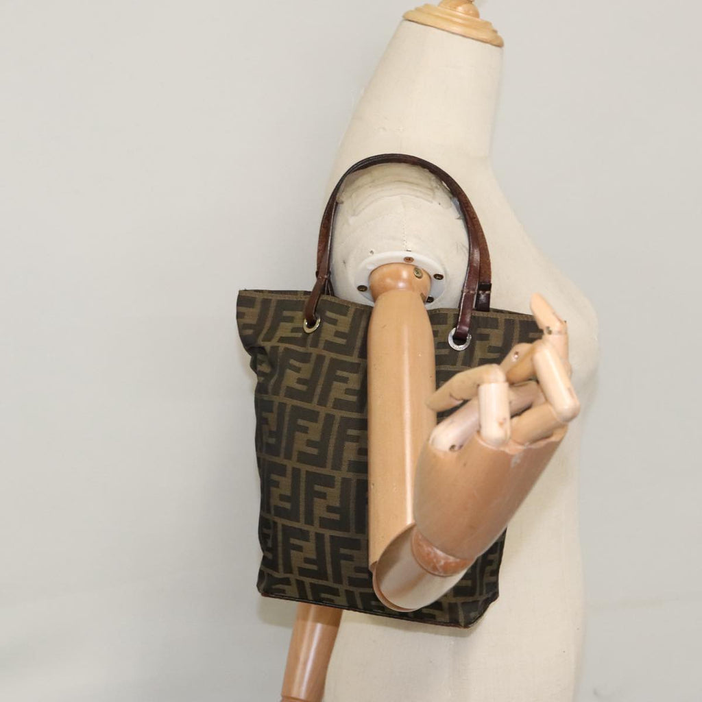FENDI Zucca Canvas Hand Bag Brown Black 102027
