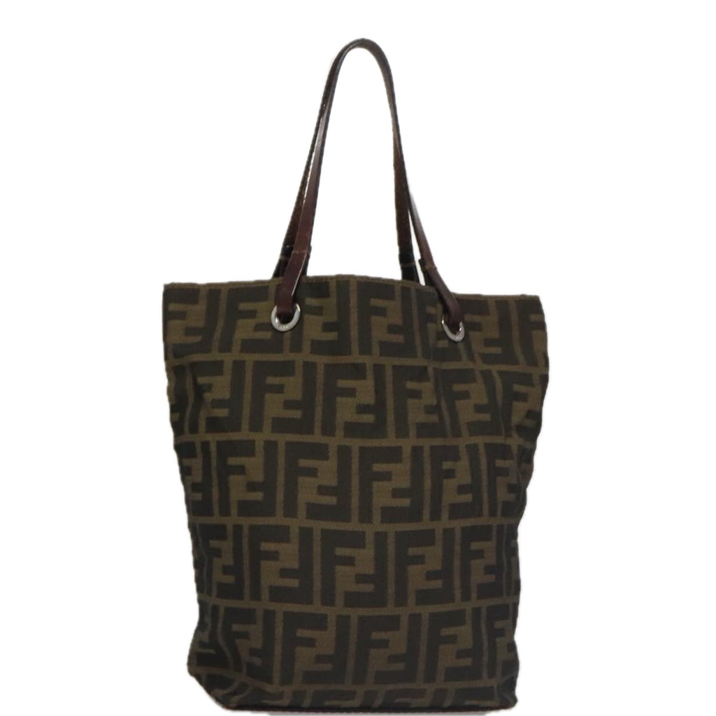 FENDI Zucca Canvas Hand Bag Brown Black 102027