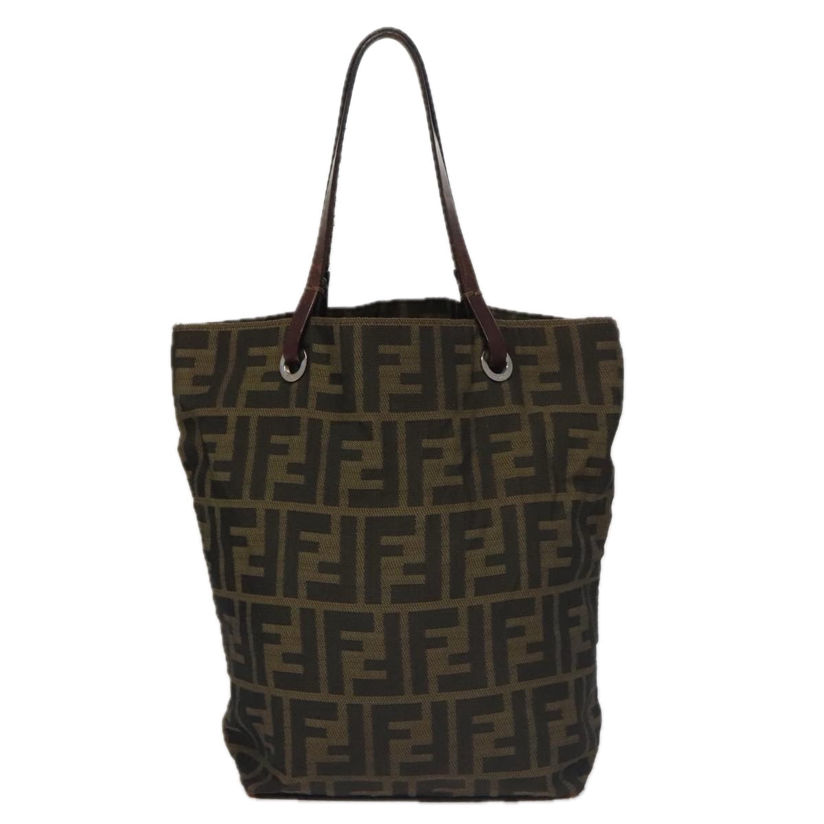 FENDI Zucca Canvas Hand Bag Brown Black 102027