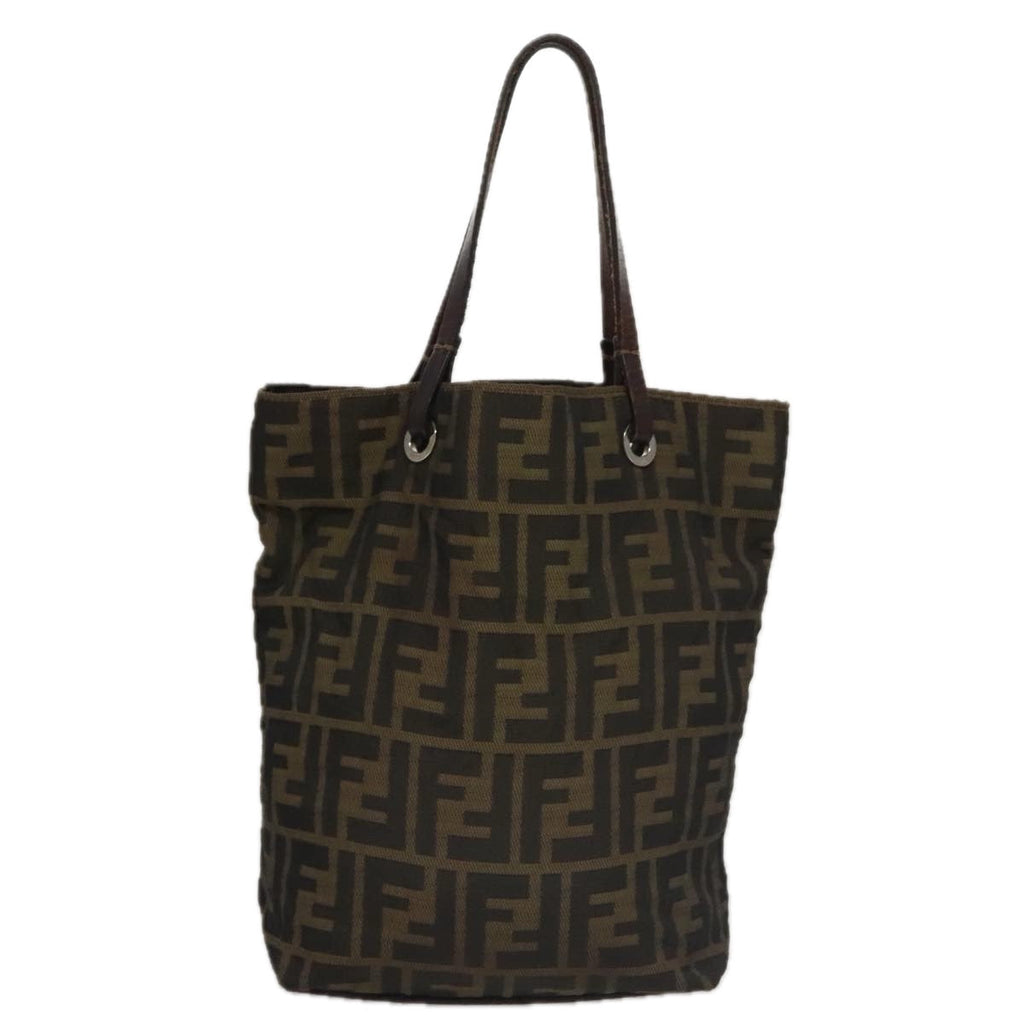 FENDI Zucca Canvas Hand Bag Brown Black 102027