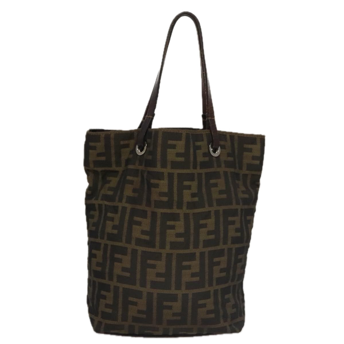 FENDI Zucca Canvas Hand Bag Brown Black 102027