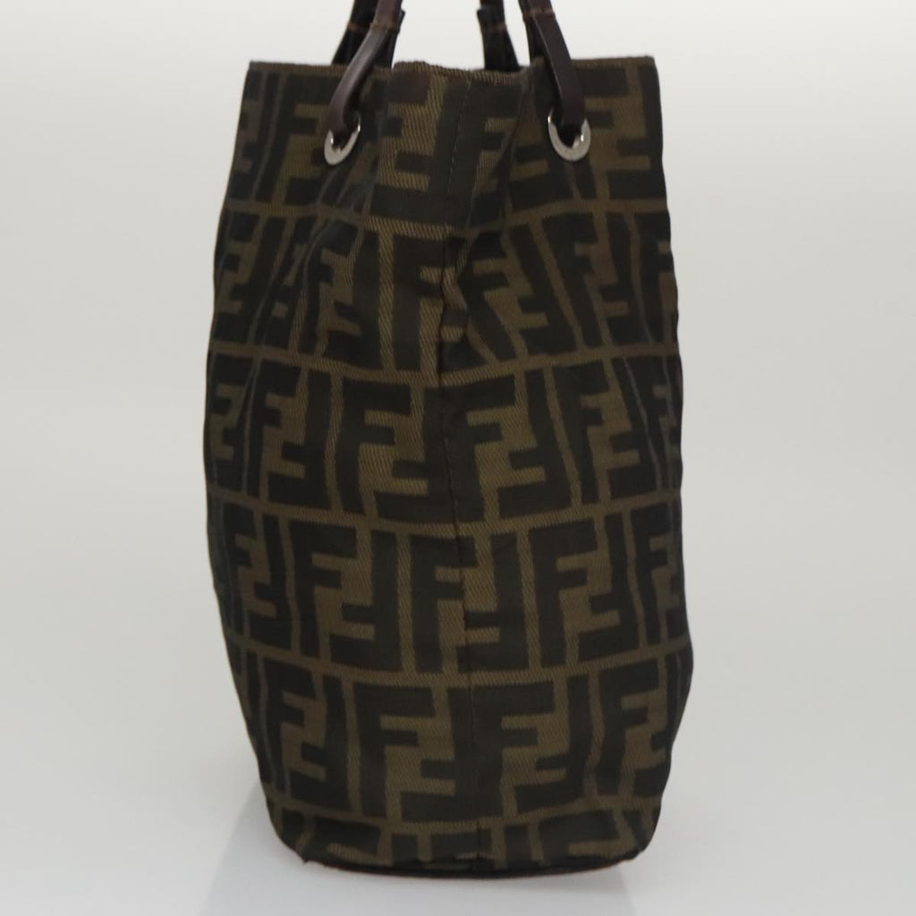 FENDI Zucca Canvas Hand Bag Brown Black 102027