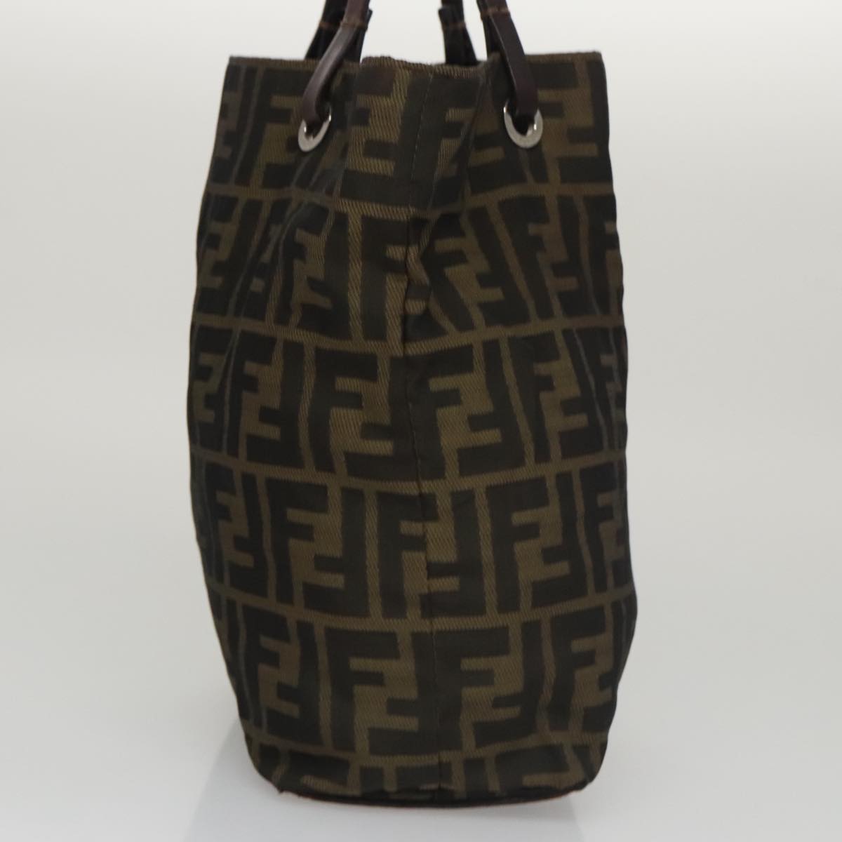 FENDI Zucca Canvas Hand Bag Brown Black 102027