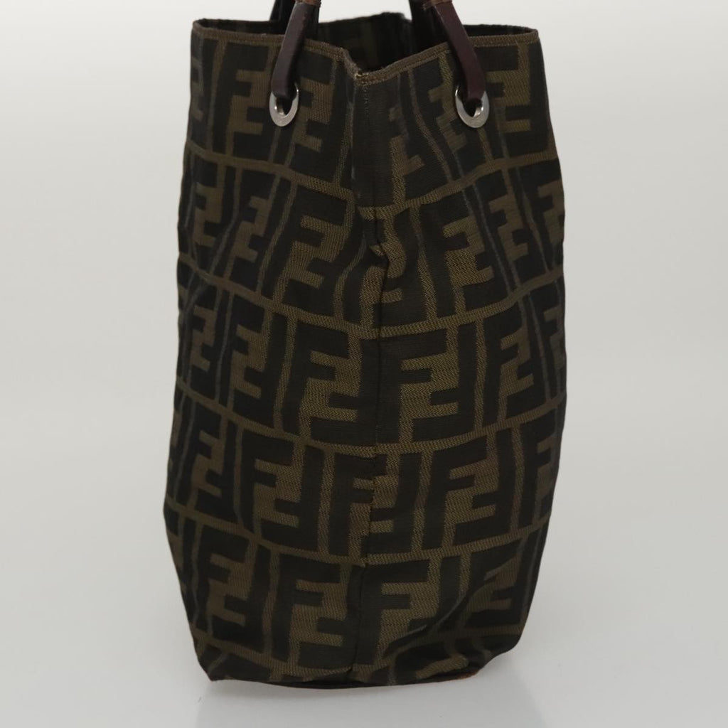 FENDI Zucca Canvas Hand Bag Brown Black 102027