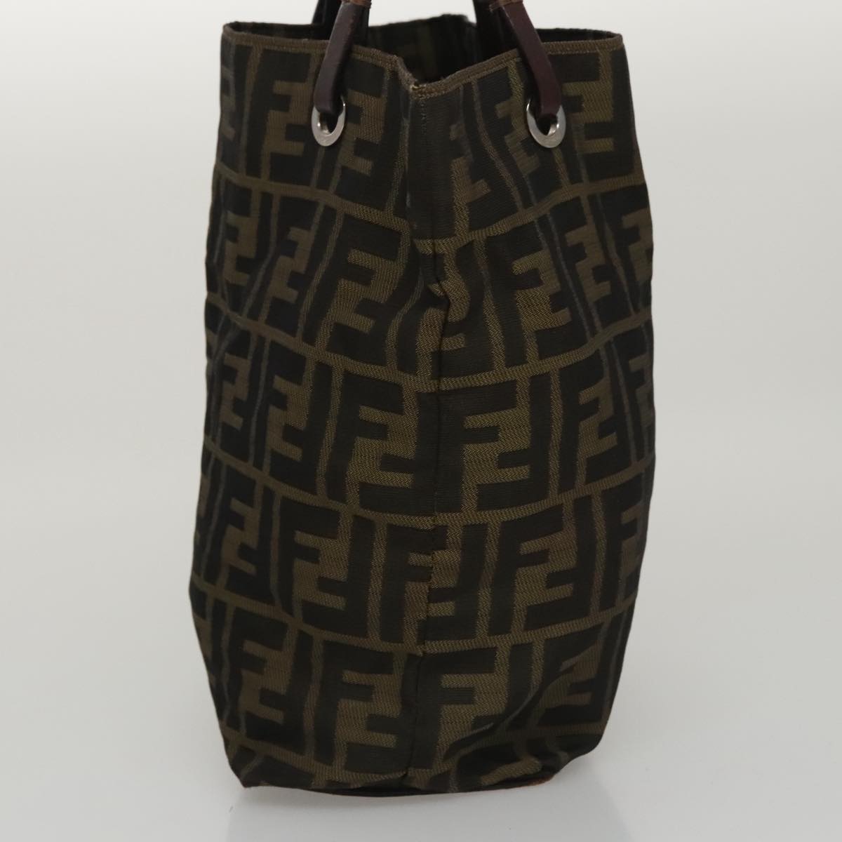 FENDI Zucca Canvas Hand Bag Brown Black 102027