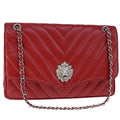 CHANEL V Stitch Chain Shoulder Bag Lamb Skin Red CC 102030A