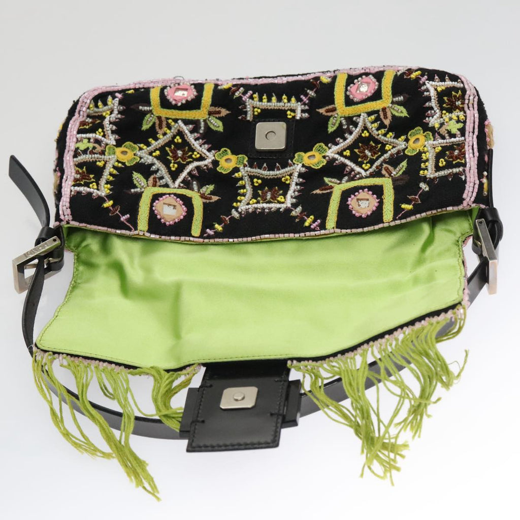 FENDI Mamma Baguette Shoulder Bag Canvas Black 102031A