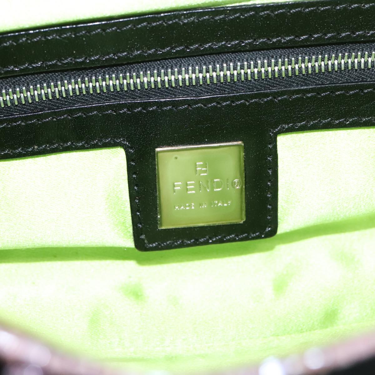 FENDI Mamma Baguette Shoulder Bag Canvas Black 102031A