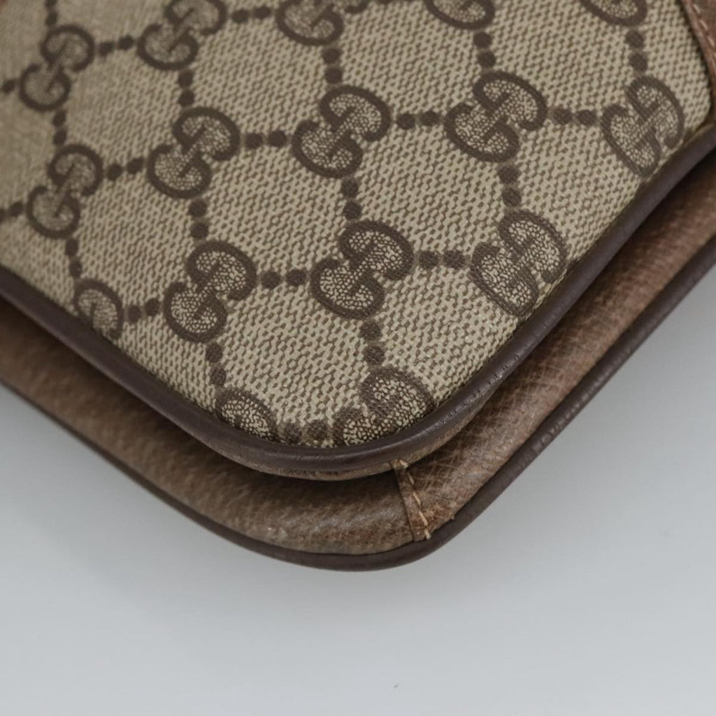 GUCCI GG Supreme Shoulder Bag PVC Beige Gold 102052