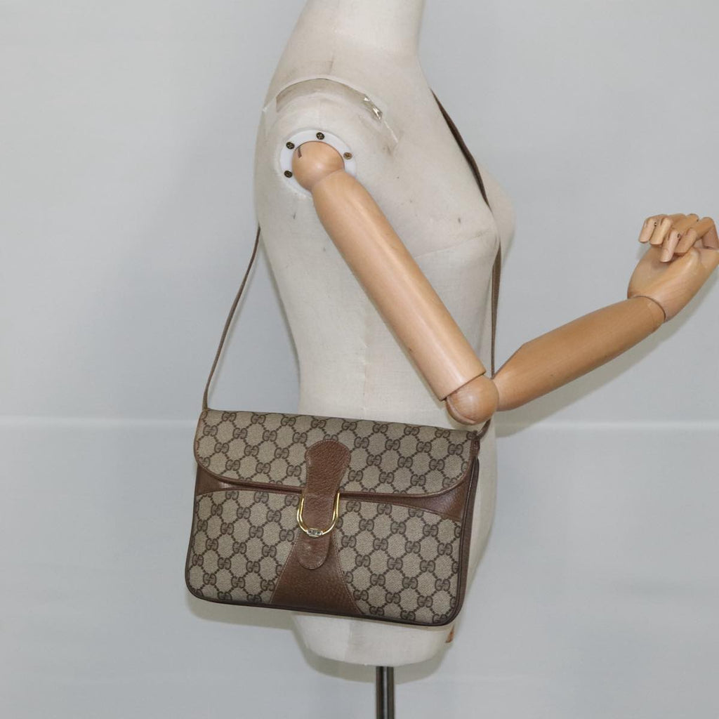 GUCCI GG Supreme Shoulder Bag PVC Beige Gold 102052