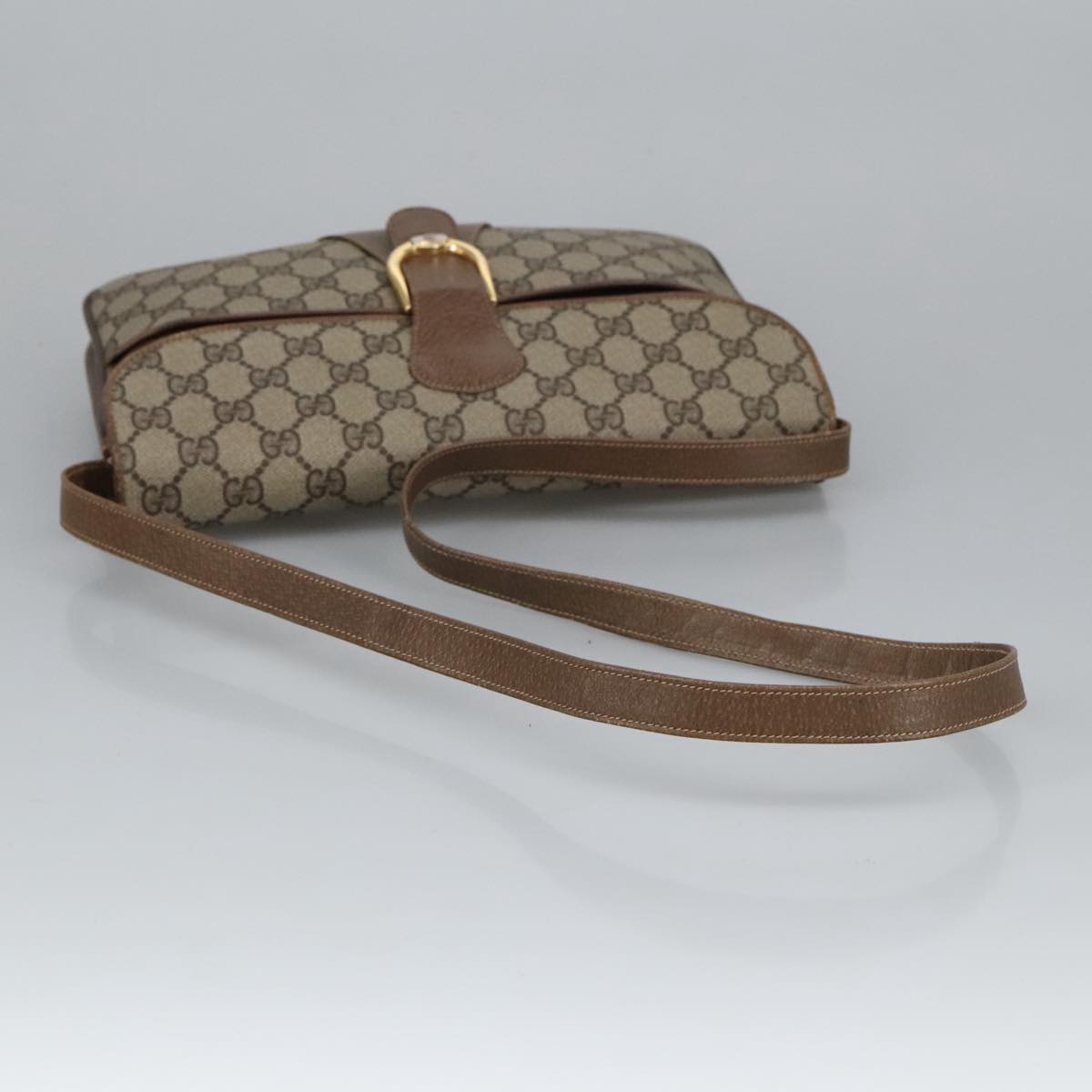 GUCCI GG Supreme Shoulder Bag PVC Beige Gold 102052