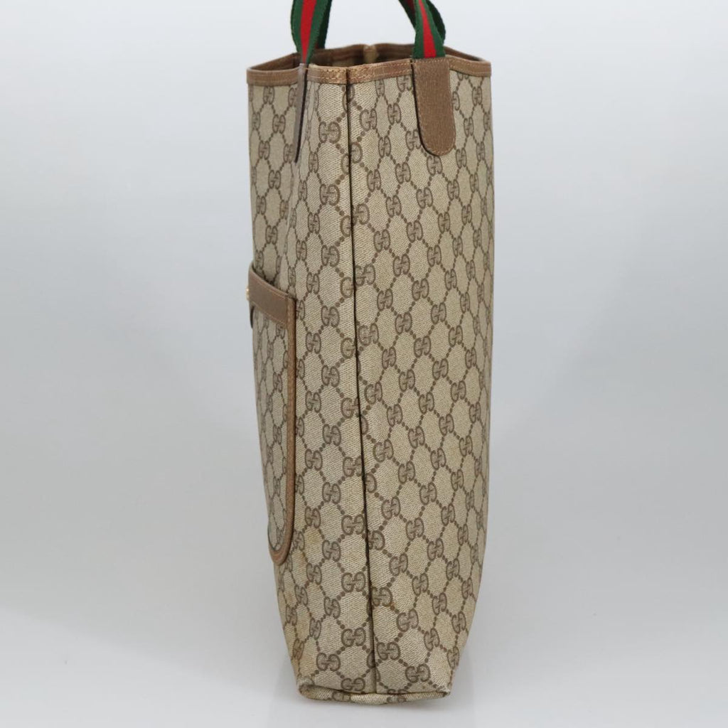 GUCCI GG Supreme Web Sherry Line Tote Bag PVC Beige Red Green 102053