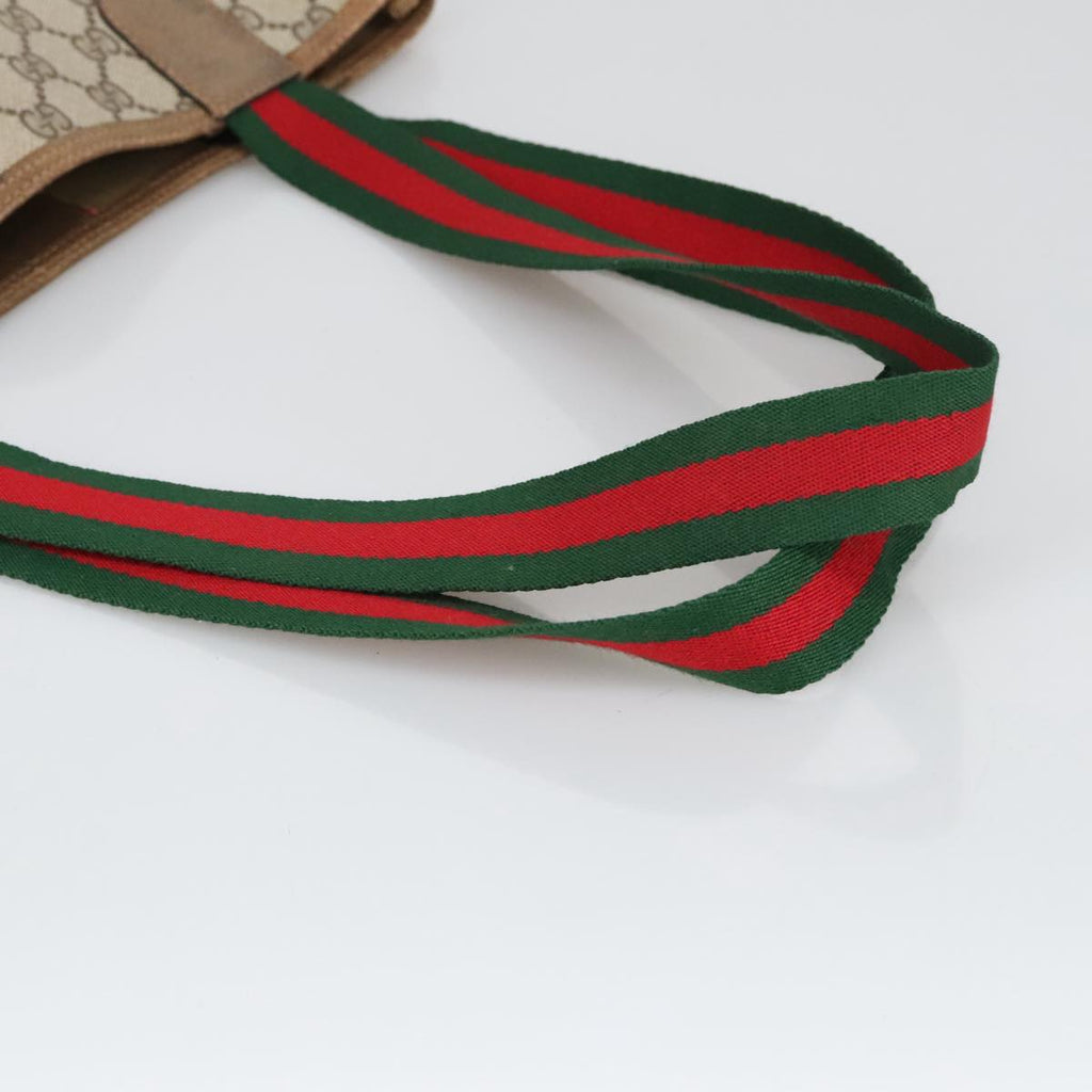 GUCCI GG Supreme Web Sherry Line Tote Bag PVC Beige Red Green 102053