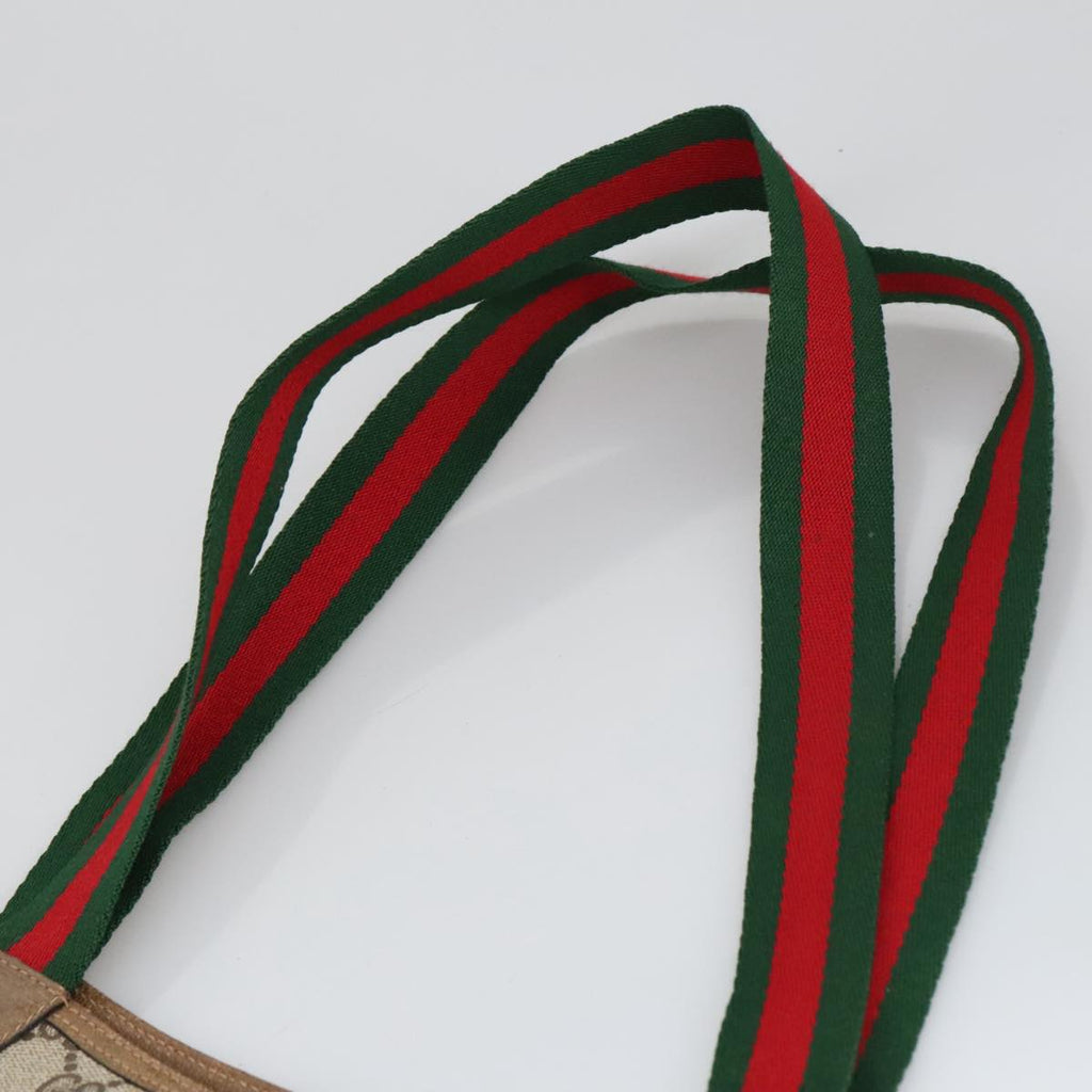 GUCCI GG Supreme Web Sherry Line Tote Bag PVC Beige Red Green 102053
