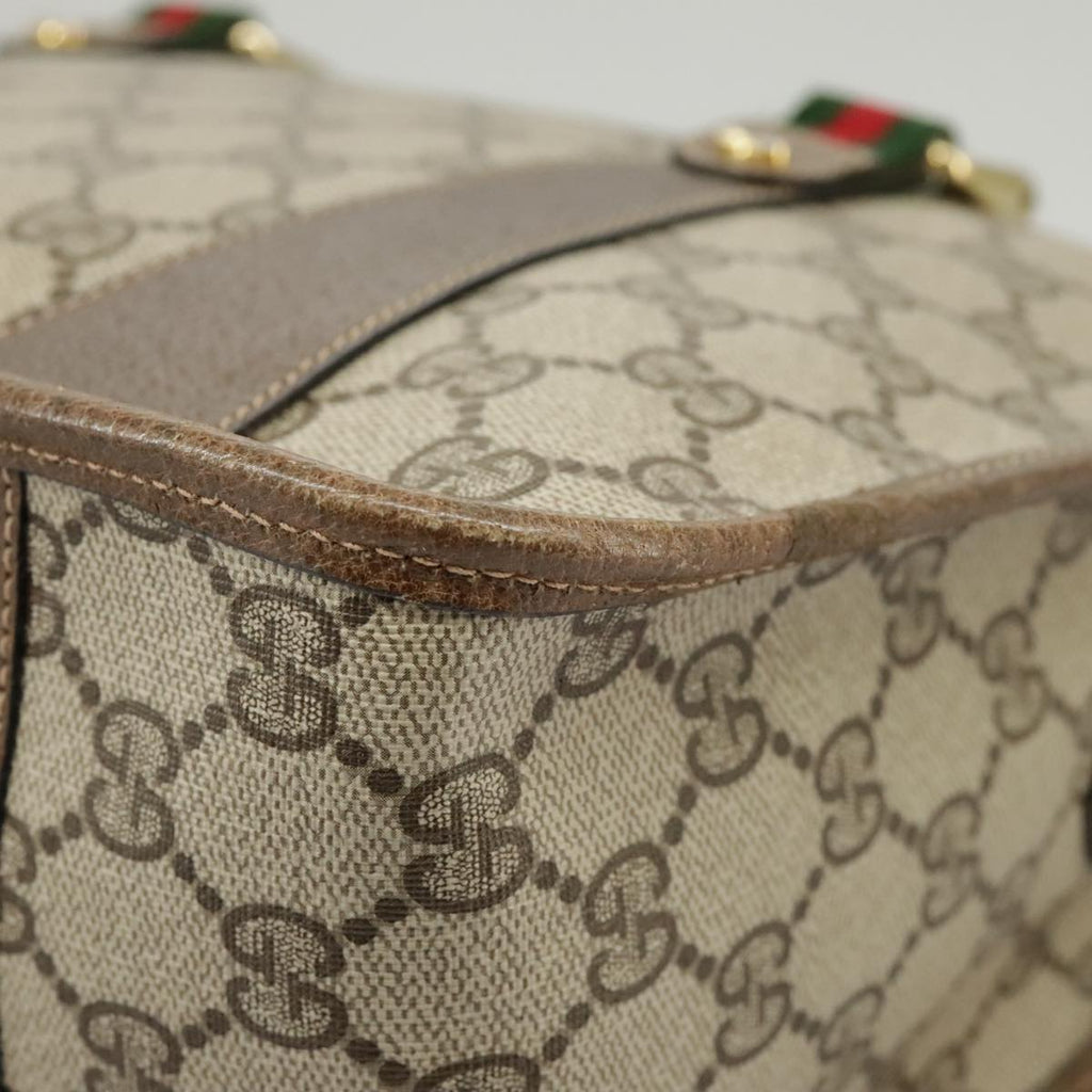 GUCCI GG Supreme Web Sherry Line Hand Bag PVC 2way Beige 58 02 039 102054