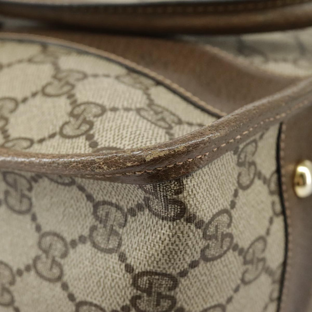 GUCCI GG Supreme Web Sherry Line Hand Bag PVC 2way Beige 58 02 039 102054