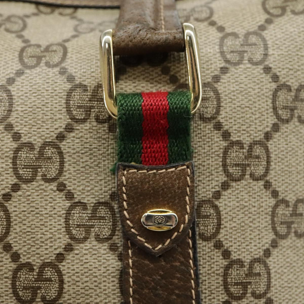 GUCCI GG Supreme Web Sherry Line Hand Bag PVC 2way Beige 58 02 039 102054