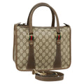 GUCCI GG Supreme Web Sherry Line Hand Bag PVC 2way Beige 58 02 039 102054