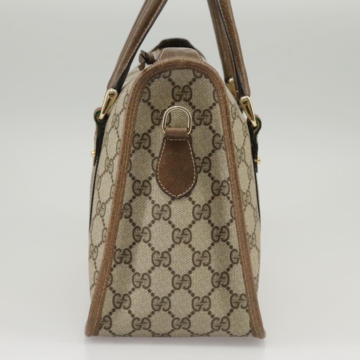 GUCCI GG Supreme Web Sherry Line Hand Bag PVC 2way Beige 58 02 039 102054