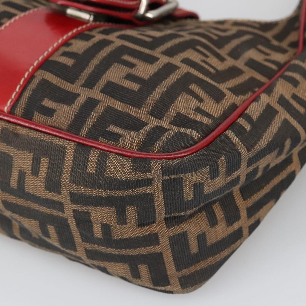 FENDI Zucca Canvas Shoulder Bag Brown Black 8BR148 102056