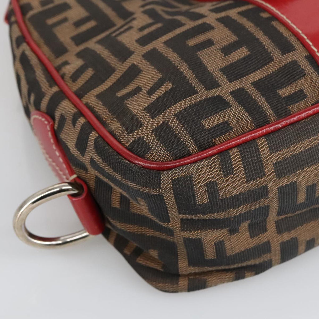 FENDI Zucca Canvas Shoulder Bag Brown Black 8BR148 102056