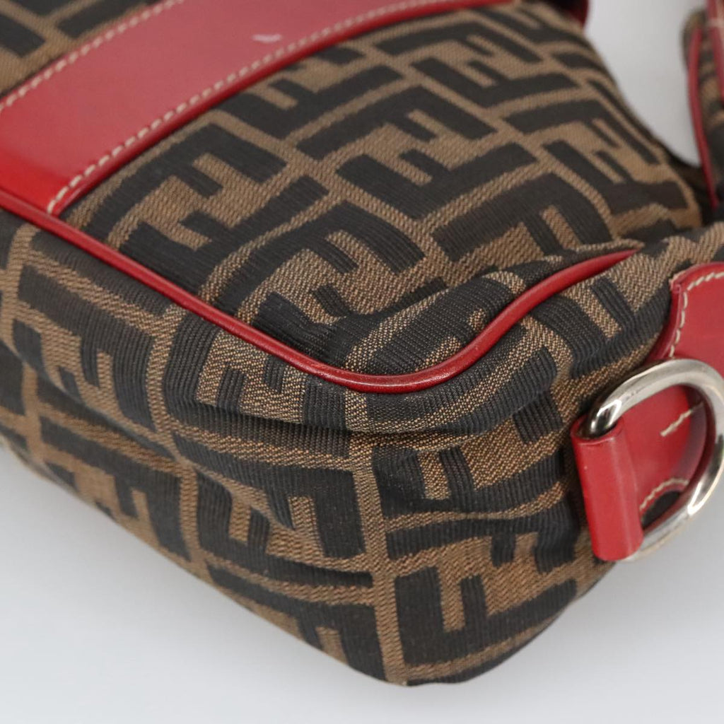 FENDI Zucca Canvas Shoulder Bag Brown Black 8BR148 102056