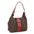 FENDI Zucca Canvas Shoulder Bag Brown Black 8BR148 102056