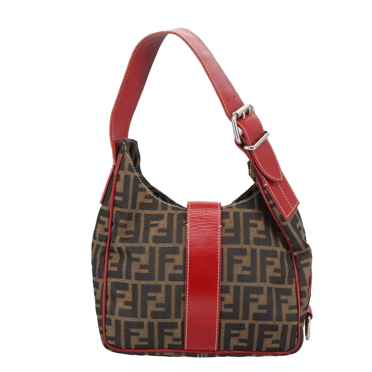 FENDI Zucca Canvas Shoulder Bag Brown Black 8BR148 102056