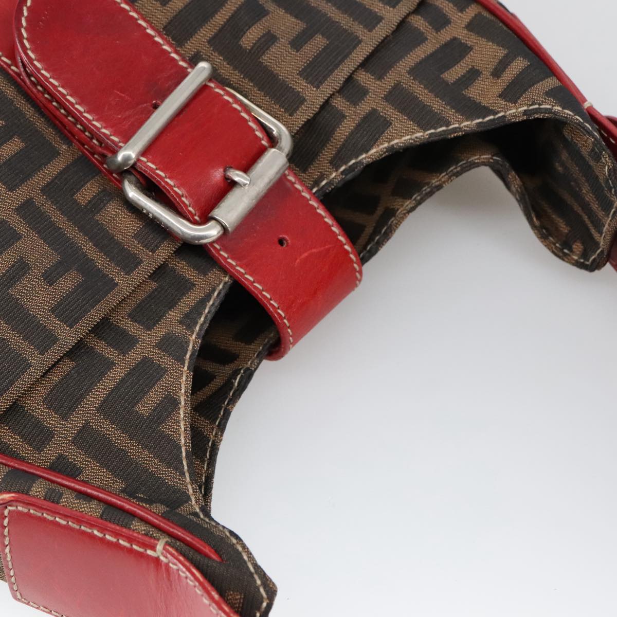 FENDI Zucca Canvas Shoulder Bag Brown Black 8BR148 102056