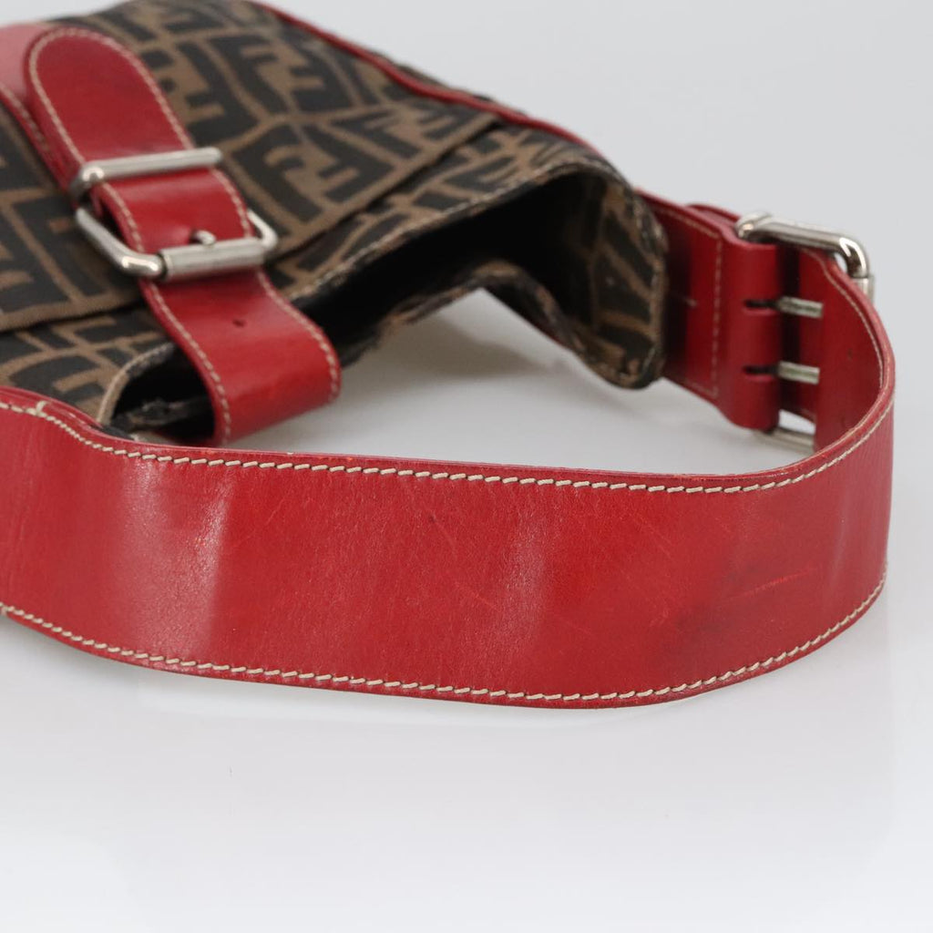 FENDI Zucca Canvas Shoulder Bag Brown Black 8BR148 102056