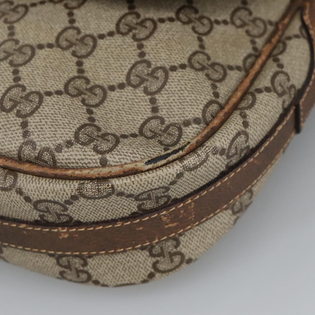 GUCCI GG Supreme Shoulder Bag PVC Beige Gold 001 115 4425 102057