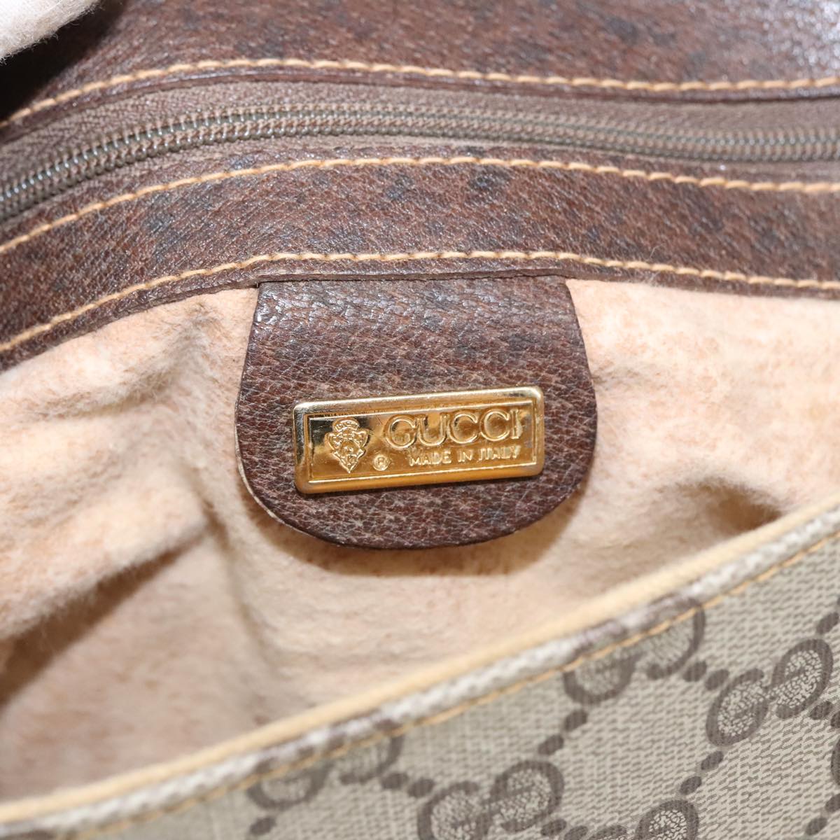 GUCCI GG Supreme Shoulder Bag PVC Beige Gold 001 115 4425 102057