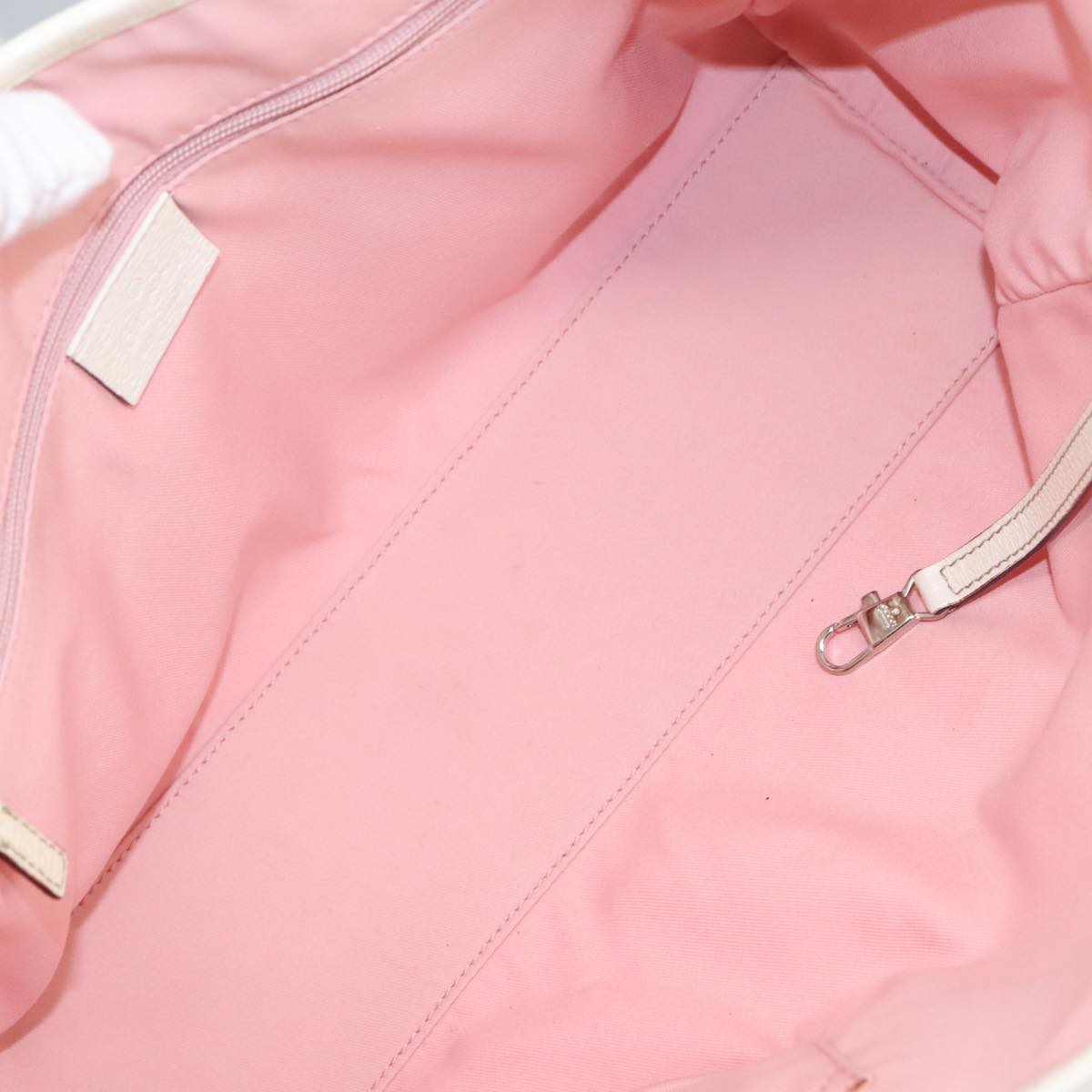 GUCCI GG Canvas Sherry Line Tote Bag Khaki Pink 145810 102064