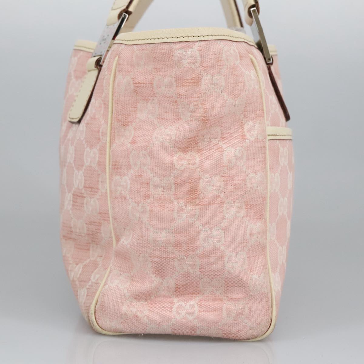 GUCCI GG Canvas Sherry Line Tote Bag Khaki Pink 145810 102064
