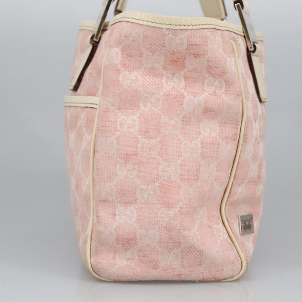 GUCCI GG Canvas Sherry Line Tote Bag Khaki Pink 145810 102064
