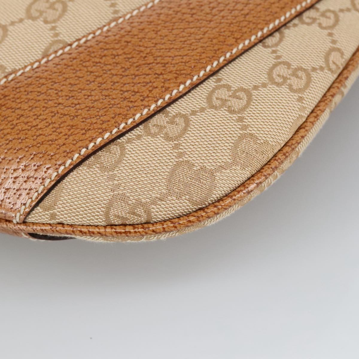 GUCCI GG Canvas Shoulder Bag Beige Silver 124357 102066